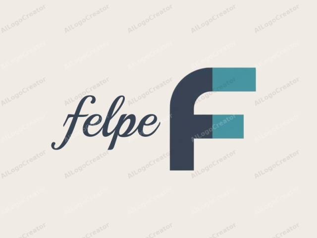 The image features a large, capital letter "F" centered on a plain, off-white background. The "F" is designed in a minimalist, modern style with a sleek and clean aesthetic. It is composed of two distinct colors: the outer