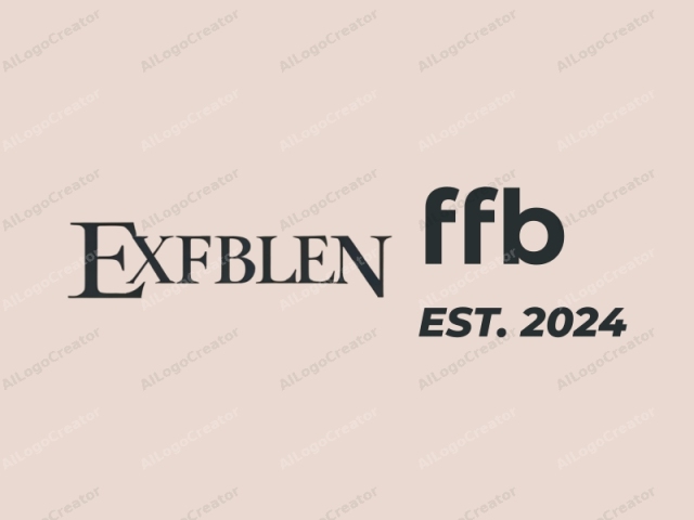 This image is a minimalist, text-based logo featuring the brand name "EXFBLÉN ELINETIQUES." The logo is prominently centered on a plain, soft peach-colored background. The text is written in a sleek, modern font