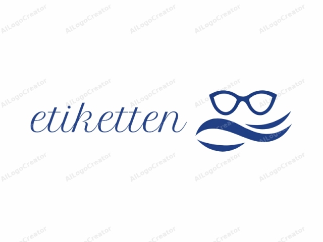 The image is a simplified, minimalist logo featuring a stylized depiction of eyeglasses and water. The eyeglasses are drawn in dark blue with sharp, clean lines, while the water is depicted in a lighter blue. The eyeglasses