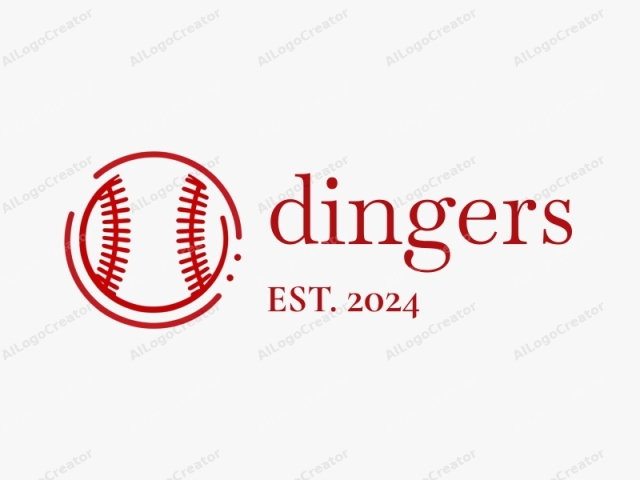 Das Logo-Bild zeigt ein minimalistisches Design, das sich auf die Silhouette eines Baseballs konzentriert. Das Hauptobjekt, der Baseball, wird durch eine einfache, saubere rote Linienzeichnung auf weißem Hintergrund dargestellt. Die Linien des Baseballs sind geschwungen, um seine vertraute Form darzustellen.