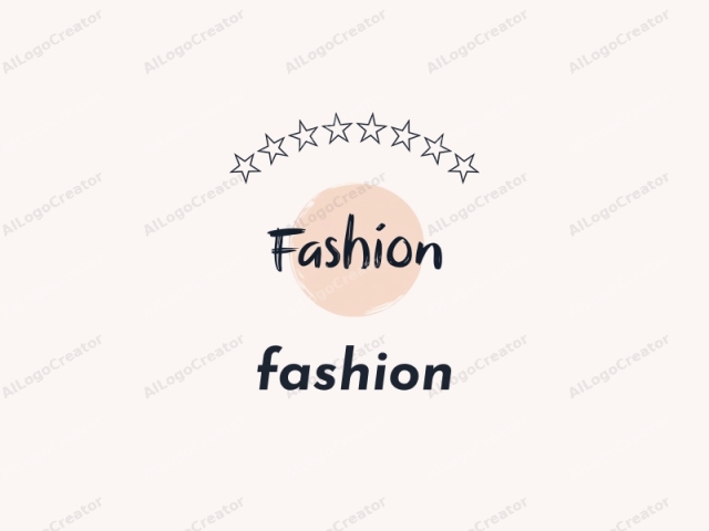 This is a minimalistic logo design featuring a white background and a large, off-white circle in the center. Positioned inside the circle, the word "Fashion" is prominently displayed in a bold, dark blue hand-lettering style, giving it a