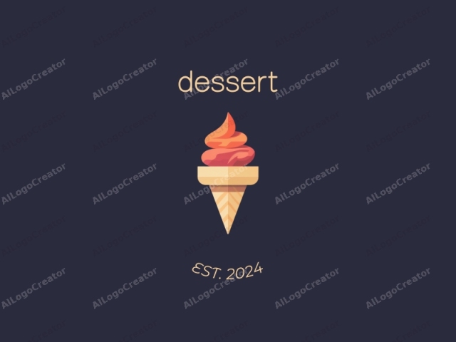 นำเสนอไอศกรีมโคนที่ออกแบบอย่างมีสไตล์ ไอศกรีมโคนเป็นองค์ประกอบหลักที่แสดงออกมาในรูปแบบมินิมอลและเรขาคณิต โคนถูกวาดด้วยเส้นเรียบและสะอาดตา มีการแรเงาเพียงเล็กน้อย เพื่อให้ดูทันสมัยและเป็นนามธรรม