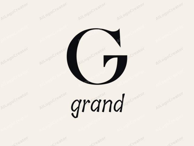 The logo features a large, bold, black capital "G" set against a plain, off-white background. The "G" is centered in the image and stands out sharply due to its contrasting color and clean lines. The serif typeface used