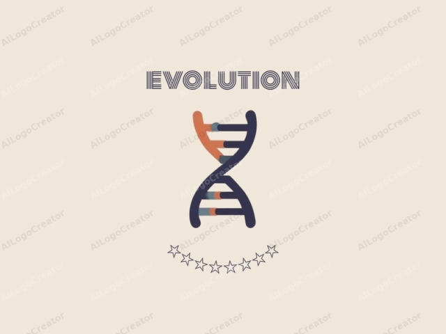 This is a minimalist logo illustration of a double-stranded DNA molecule. The DNA helix is drawn in a stylized, abstract manner with clean lines and solid colors. The background is a light beige color, providing a neutral and unobtr