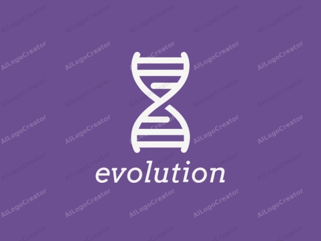 The image is a minimalist digital vector graphic featuring a double helix structure, commonly associated with DNA. The design is set against a solid purple background. The DNA helix is depicted in a simple, clean, and modern style, characterized by smooth