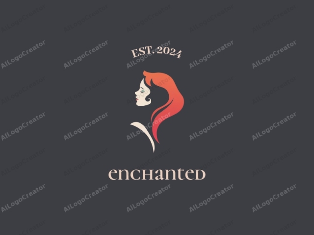 featuring a minimalist and stylized depiction of a woman's profile. The woman is presented in an elegant, modern, and sleek manner, her profile facing left against a dark gray background. Her skin is depicted in a pale cream color, contrasting sharply