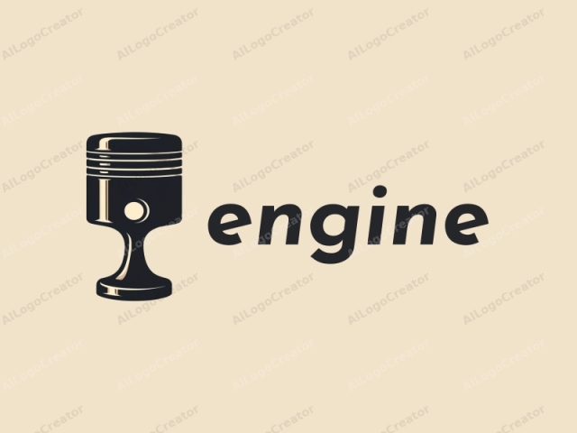 The logo is a stylized drawing of a car engine, depicted in a monochromatic, black and white, high-contrast color scheme. The engine is centered against a solid, light beige background, which enhances the sharp contrast and highlights the