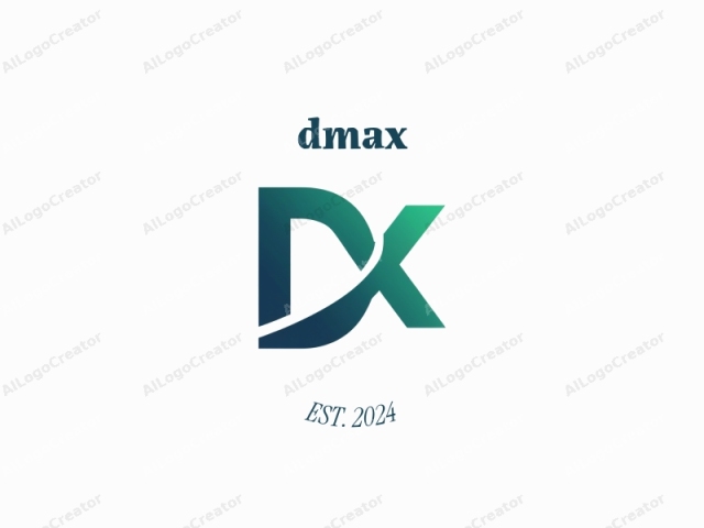 El logo es un diseño gráfico moderno y abstracto que presenta las letras "DX". Utiliza una combinación de colores en degradado, que va desde un tono verde azulado oscuro hasta un tono turquesa más claro. El verde azulado es un rico tono azul verdoso oscuro, mientras que el turquesa tiende hacia