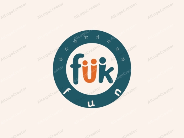 La imagen es una representación gráfica digital de la palabra "fuck". Presenta la palabra en tres colores diferentes: naranja, azul verdoso y azul verdoso con un círculo naranja claro en el medio. El estilo de la fuente es juguetón y caprichoso, con