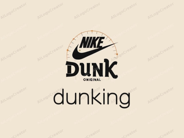 This is a minimalist digital illustration of a Nike Dunk Original logo. The background is a pale cream color, providing a neutral and unobtrusive canvas. Central to the image is the Nike logo, consisting of a stylized swoosh mark and