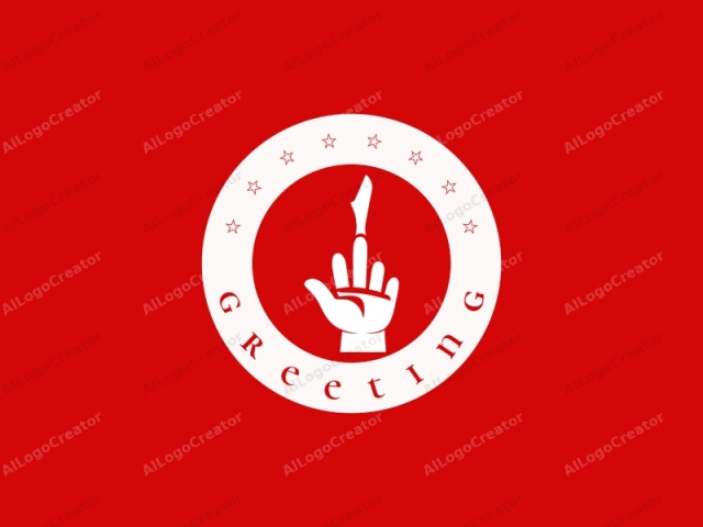 This image is a digital drawing of a simplified, white hand icon set against a solid red background. The hand is depicted in a stylized manner, with smooth, curved outlines and minimal details. The fingers are spread out slightly, and the thumb