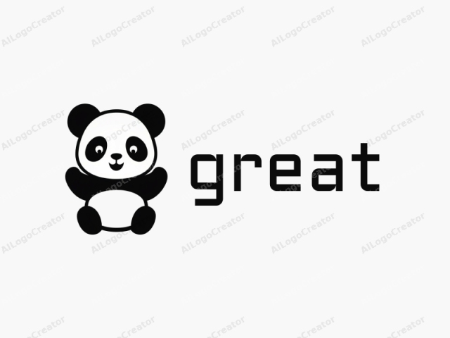 El logotipo presenta una ilustración simple y minimalista de un panda en un esquema de colores audaz en blanco y negro. El panda está centrado sobre un fondo blanco limpio, sin elementos adicionales de contexto o fondo, lo que permite que el panda destaque como el punto focal.