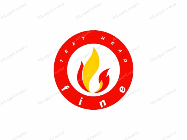 which features a stylized flame. The flame is rendered in a modern, minimalist style, consisting of three distinct sections. At the base, there is a large, bright red section representing the flame's tip. Above this, there is a smaller