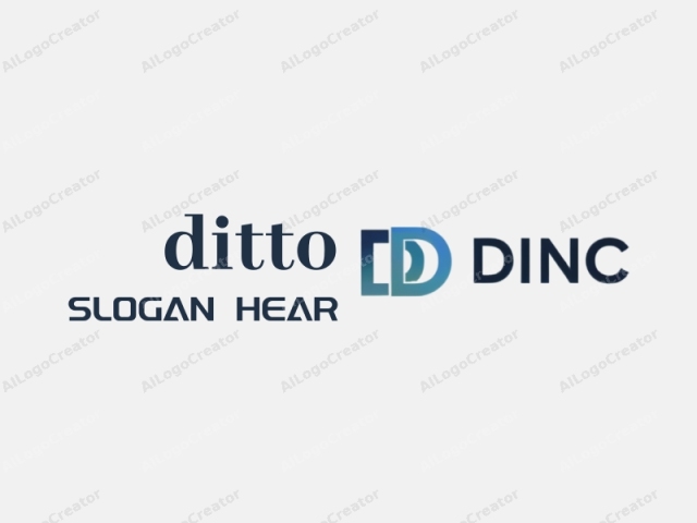 Esta imagen es un diseño de logotipo digital para una empresa llamada "DINC". El logotipo presenta un diseño geométrico minimalista que consta de dos formas superpuestas: un cuadrado grande y redondeado a la izquierda y una forma rectangular más pequeña a la derecha. El cuadrado