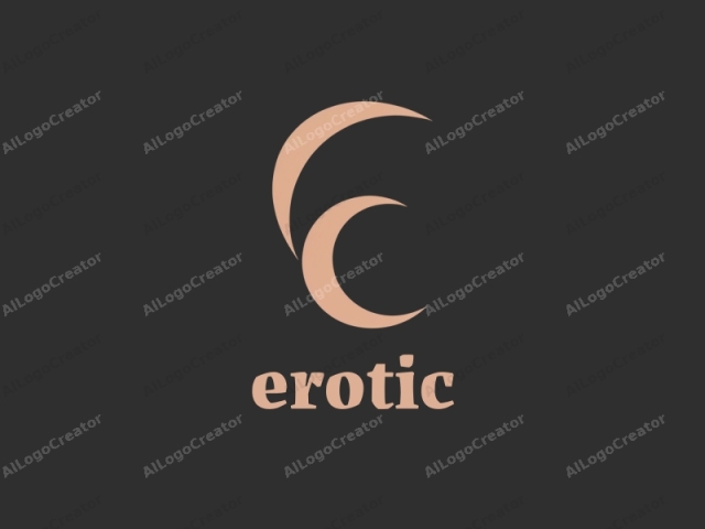 Esta imagen es un diseño de logotipo minimalista y geométrico que presenta dos formas de media luna entrelazadas. El diseño está en tonos de beige y marrón, sobre un fondo negro sólido, creando un contraste marcado que enfatiza las curvas y suavidad de las formas.