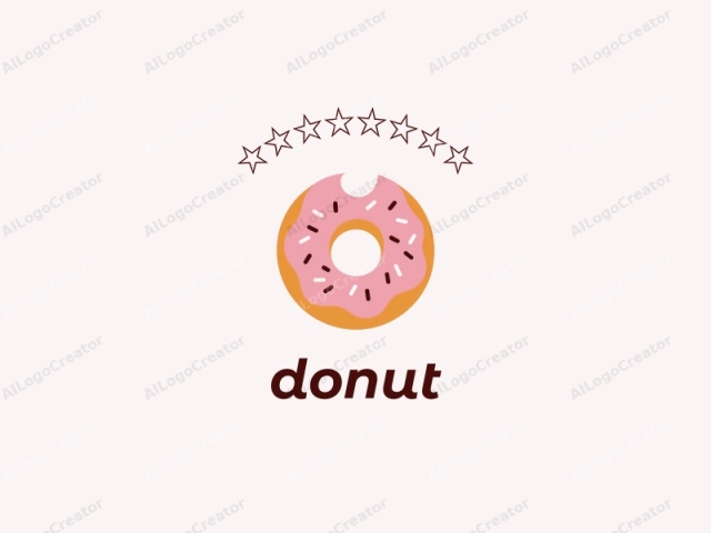 The image is a simple, minimalist, digital illustration of a donut, depicted in a flat, geometric style. The donut is centered against a plain, pale pink background, which emphasizes the shape and color of the donut. The don