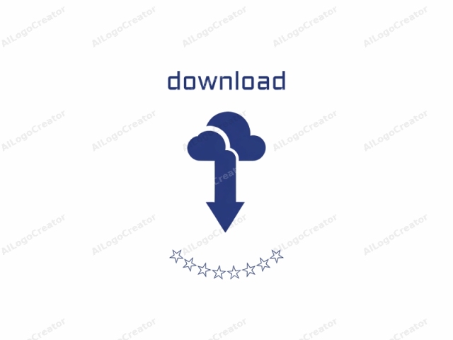 The logo is a minimalist graphic design with a clean and modern aesthetic. The primary object in the image is a large, stylized cloud, depicted in a solid navy blue color, positioned centrally and filling the upper half of the image. Below the