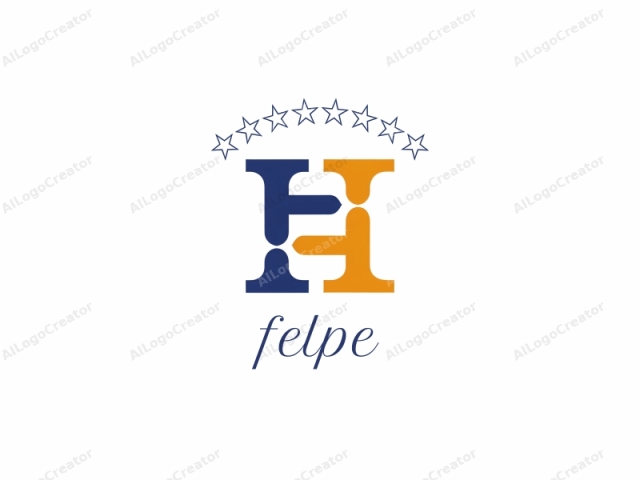 The image is a simple, stylized logo with a bold, geometric design. The logo features two distinct elements: a blue "H" and an orange "H," which are placed in a mirrored, horizontal orientation, forming a symmetrical arrangement