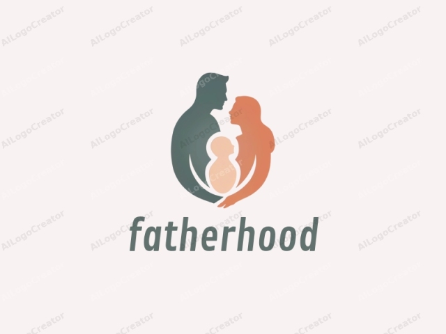 The image is a simple, clean, and stylized logo design featuring silhouettes of a man, woman, and child in a heart-shaped form. The silhouettes are colored in muted pastel tones, primarily in shades of green,