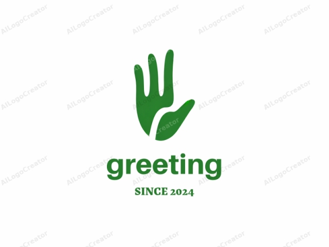 This logo is a minimalist, vector graphic illustration featuring a simplified hand. The hand is depicted in a solid, dark green color, representing a unified, cohesive theme. The design is clean and modern, focusing solely on the shape of the hand without