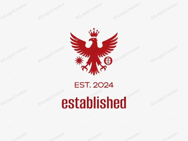 Este logotipo es una representación estilizada y monocromática de un águila real. Todo el diseño está renderizado en un rojo intenso y profundo con un contorno nítido y limpio. El águila está posicionada en el centro y se muestra en una vista frontal con las alas extendidas.