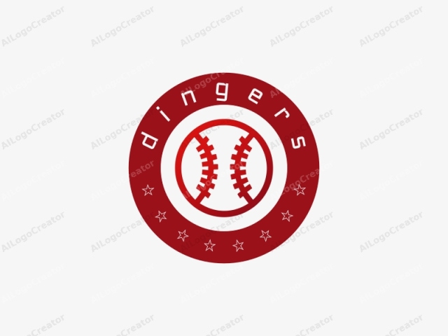 Dies ist ein minimalistisches, stilisiertes Logo mit einem Baseball in der Mitte. Der Baseball wird durch eine kräftige rote Linie dargestellt, die einen glatten, durchgehenden Kreis für den äußeren Rand bildet, und eine ähnliche rote Linie für das Stichmuster, das den Baseball teilt.