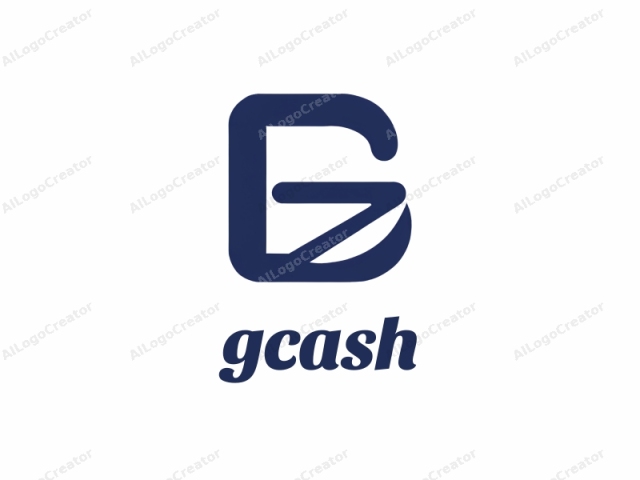 The image is a minimalist, geometric logo composed of bold, solid lines in a deep navy blue hue. The central element is a large, stylized letter "B" with a unique design, featuring a curved and angled bottom section that resembles a