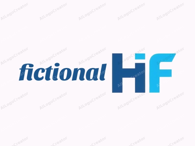 この画像は、テキスト「HI F.」のみで構成されたデジタルロゴです。文字は、ボールドでサンセリフのフォントで目立つように表示されています。最初の文字「H」は、深く豊かな青色で書かれており、2番目の文字は、