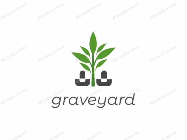 The logo is a simple, minimalist illustration featuring a stylized green plant against a plain white background. The plant is depicted with two main components: a tall, slender green stem and four broad green leaves, each with a smooth, rounded shape and