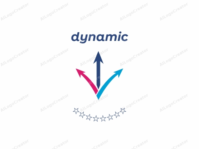 This logo features a stylized, abstract design that consists of three intersecting arrows pointing upward and converging at a central point. The three arrows are colored differently, with one in blue, one in pink, and one in teal, each forming