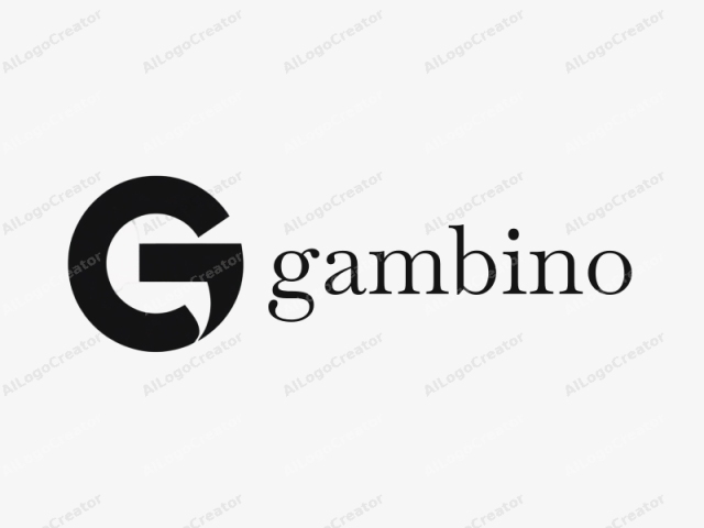 The logo is a minimalist design, featuring a bold, uppercase letter "G" in the middle of a plain, white background. The letter is rendered in a solid, black hue, creating a striking contrast against the white canvas. The "G