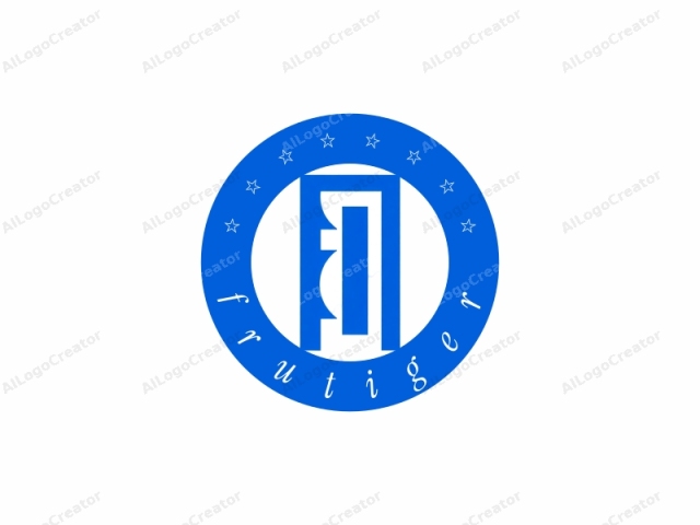 Este es un logotipo minimalista en formato digital. Presenta un diseño geométrico audaz compuesto por dos elementos principales. El primer elemento, en la parte superior, es una forma rectangular azul con un borde superior redondeado, posicionado ligeramente descentrado hacia la