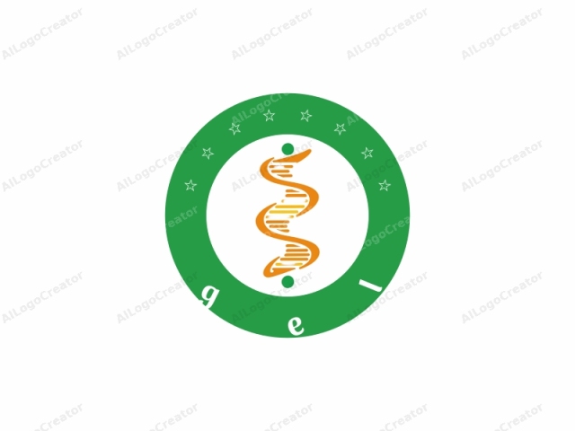 該標誌以簡潔的平面設計呈現出DNA分子的立體化風格。分子由兩條互補的鏈組成，以螺旋方式纏繞在一起。每條鏈都以鮮明的色彩描繪