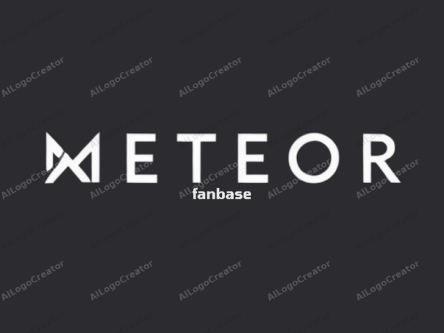 Esta es una gráfica digital que presenta el nombre de la marca "METEOR" en un estilo minimalista. La imagen es predominantemente negra con la palabra "METEOR" centrada en primer plano. Las letras están en mayúsculas y en negrita, compuestas de un monocromo