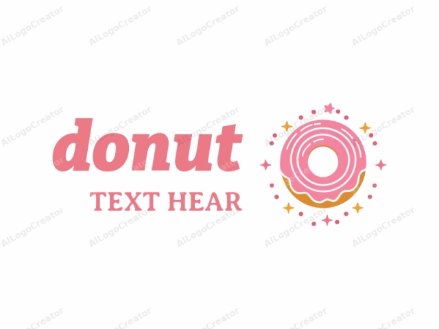 This logo image is a digital illustration depicting a single, stylized donut. The donut is centrally placed on a white background, giving it a clean and modern appearance. It features a vibrant pink frosting with smooth, wavy lines suggesting a