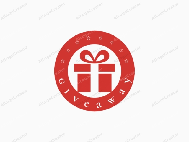 This logo image is a simple, minimalist design featuring a bright red gift box with a ribbon and bow. The gift box is centered against a plain white background, providing high contrast and making the design stand out. The box is square in shape with