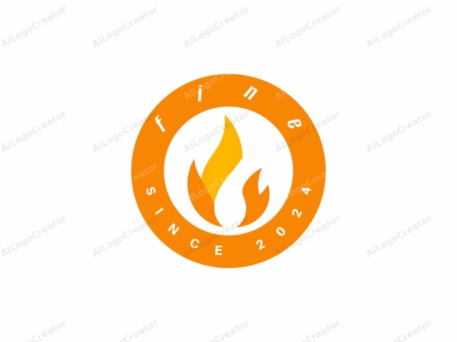 which features a minimalist design with clean lines and bold colors. The logo is a stylized flame. The flame is rendered in bright orange and yellow hues, with the orange forming the base and the yellow representing the tip, giving it a dynamic and