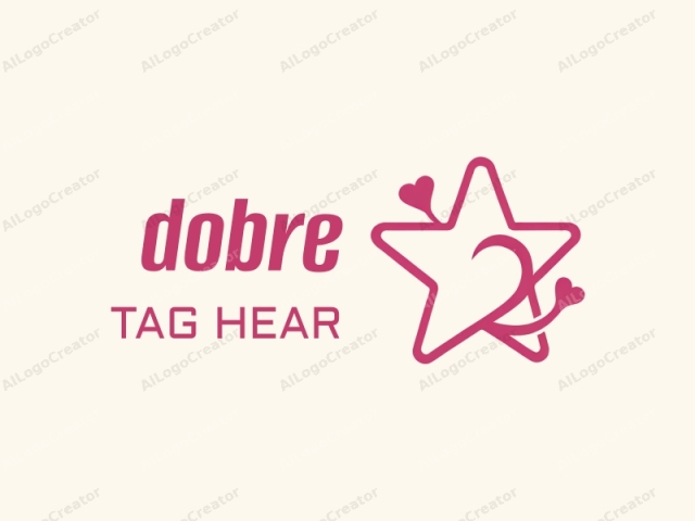 Dies ist ein minimalistisches Logo, das in einem flachen Designstil mit klaren, kräftigen Linien dargestellt wird. Das Hauptobjekt ist ein großer, fünfzackiger Stern, der in einem kräftigen Magenta umrandet ist. Der Stern ist zentral platziert und vor einem einfachen Hintergrund positioniert.