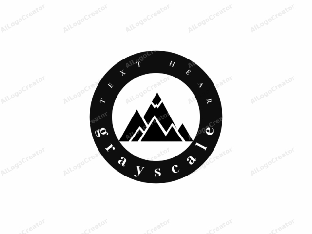 Este logotipo es una representación gráfica simple en blanco y negro de cadenas montañosas, diseñado en un estilo minimalista y abstracto. La ilustración presenta cinco triángulos distintos dispuestos de manera ligeramente escalonada, cada uno representando un pico diferente. Los picos están delineados en negrita