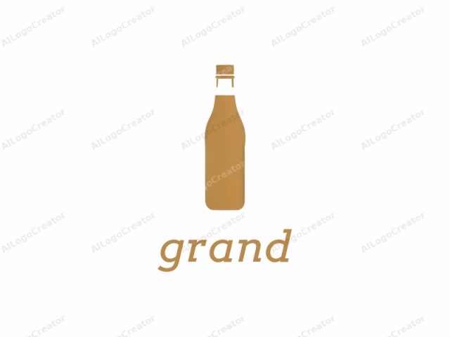 The image is a minimalist, silhouette-style illustration of a glass bottle, rendered in a smooth, consistent light brown color on a stark white background. The bottle is upright and centrally placed, with a clear, clean outline that lacks any additional details or