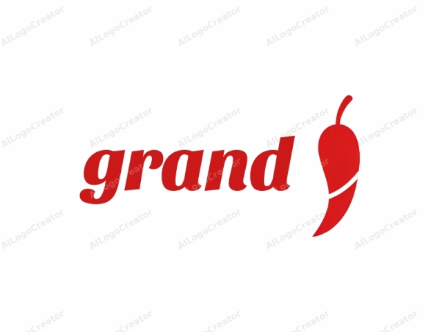 This is a simple, minimalist logo consisting of a bright red chili pepper set against a stark white background. The chili pepper is centrally positioned and oriented upright, with a slight curve in the middle of its body. The shape of the chili pepper is