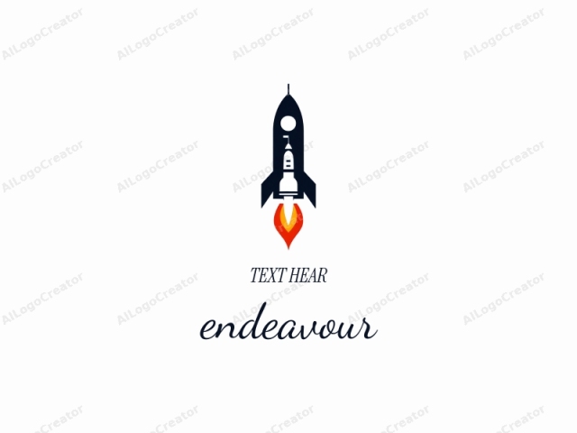 This logo image features a minimalist, vector-based design depicting a rocket. The rocket is portrayed in a stylized, monochromatic manner, primarily using dark blue and black colors. The rocket's body is dark blue, while its nozzle and flame