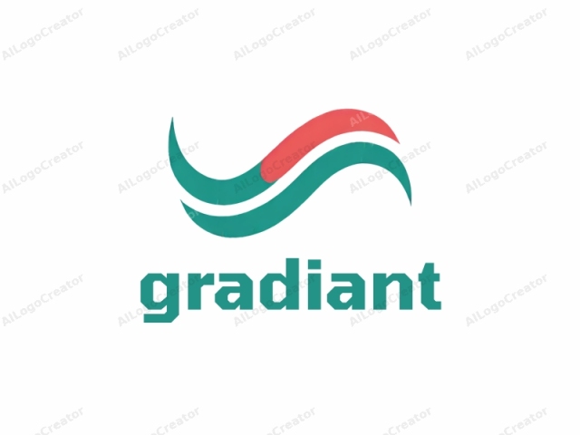 The logo consists of a stylized, abstract wave or spiral design, executed in a minimalist, clean, and modern style. It features three main colors: a vivid red, a deep teal blue, and a stark white. The red color forms