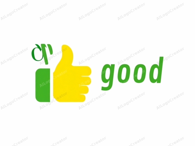 Este es un logotipo minimalista compuesto por dos formas prominentes, sólidas y planas: un pulgar hacia arriba verde y un pulgar hacia abajo amarillo. El pulgar hacia arriba ocupa el cuadrante superior izquierdo, mientras que el pulgar hacia abajo ocupa el cuadrante inferior derecho. Ambas manos tienen la apariencia