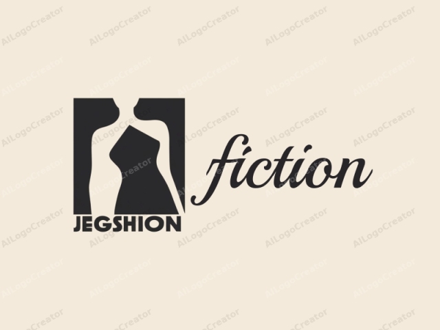 the JEGSHION brand. This minimalist logo is characterized by a black-and-white design set against a light beige background. The logo features a stylized silhouette of a human figure, rendered in bold, black, blocky shapes. The figure