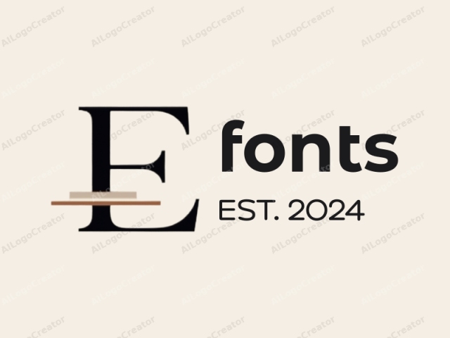 This is a minimalist logo with a modern and elegant design. The main element is the capital letter "E," which stands alone in the center of the image. The letter "E" is large, bold, and rendered in a dark, rich