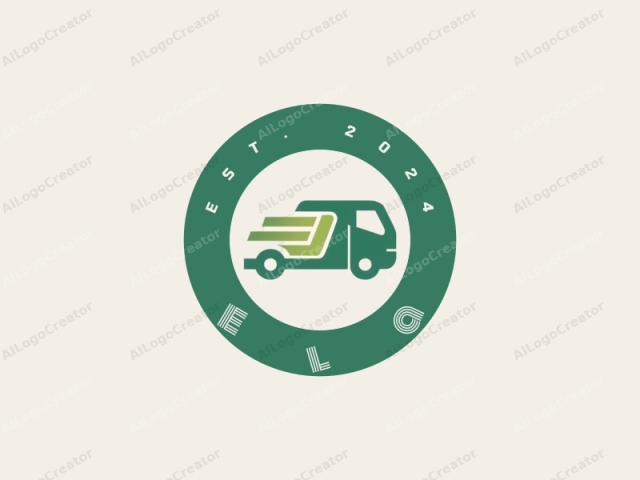 This is a simple, modern, and minimalist logo design. The logo features a stylized, green, two-dimensional illustration of a delivery truck. The truck's design is sleek and abstract, with a flat, clean aesthetic. The front portion of