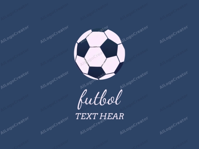 zeigt einen Fußball in minimalistischem Stil vor einem einfarbigen blauen Hintergrund. Der Fußball wird mit seiner traditionellen fünfeckigen und sechseckigen Form dargestellt, wobei abwechselnd schwarze und weiße Paneele zu sehen sind. Die Textur ist sauber und glatt, ohne Schattierungen oder Highlights.