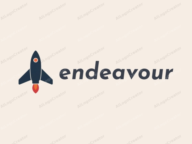 The image is a minimalist, digital graphic of a rocket ship. The rocket is depicted in a bold, dark blue hue against a light beige background. The rocket's fuselage is a simple, geometric shape, featuring a tapered nose, a mid