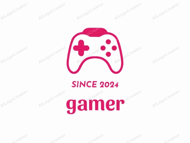 ein vereinfachter Videospiel-Controller. Das Bild zeigt eine leuchtend pinke, minimalistisch gezeichnete Version eines Spielcontrollers ohne komplizierte Details oder Texturen, wobei der Fokus ausschließlich auf der wesentlichen Form und Funktionalität liegt. Das Design des Controllers ist sauber und stromlinienförmig, mit zwei gebogenen Griffen,